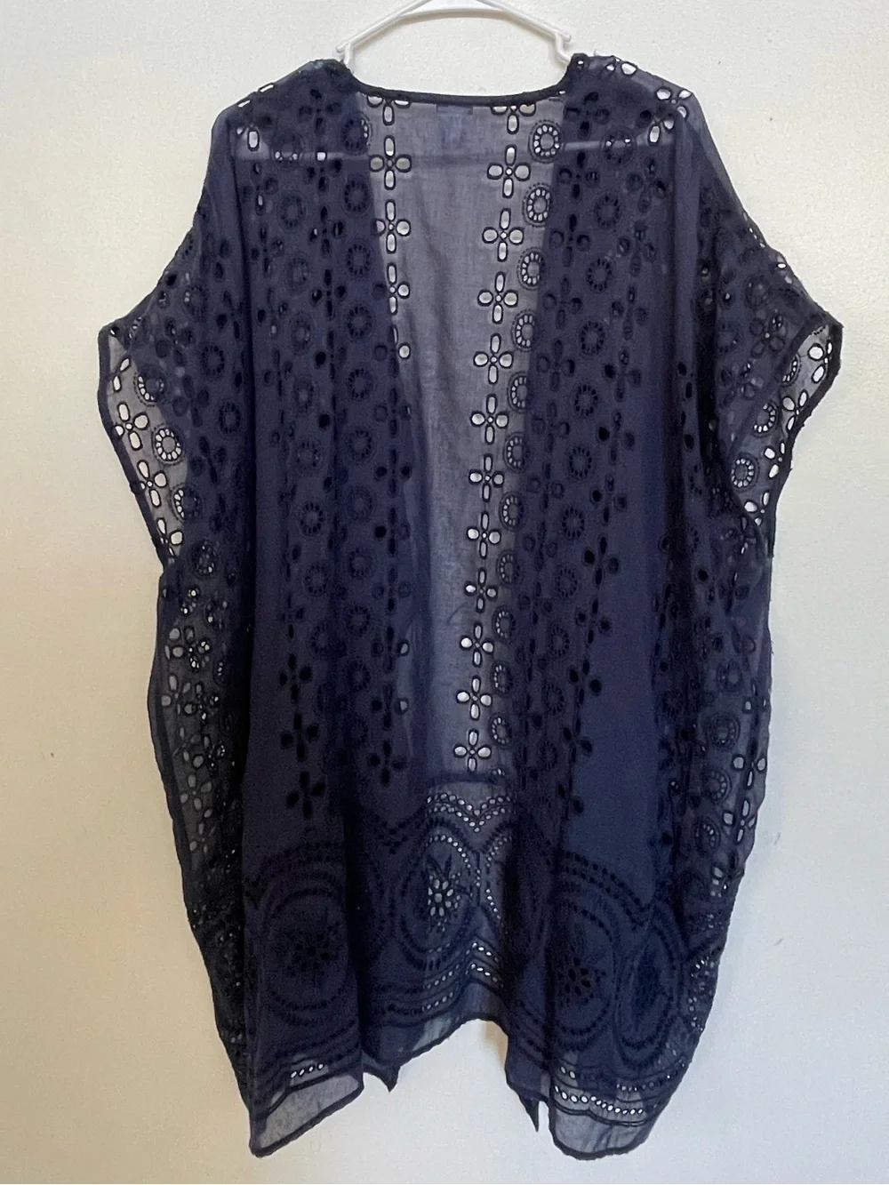 J. Crew Navy Eyelet Open-Front Kimono